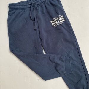 H&M Navy Sweatpant Joggers with 'TOGETHER' Graphic